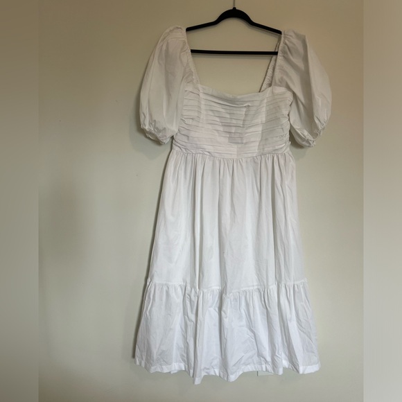 White Abercrombie Balloon Sleeve Midi Dress - Picture 2 of 3